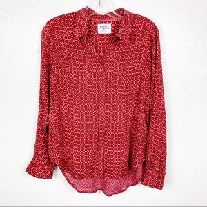 ANTHROPOLOGIE Red Sammy Printed Button Top